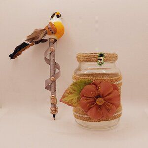 Mason Jar Set with Bird Pen
